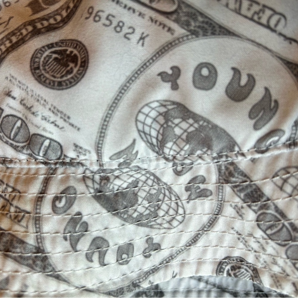 3/25$ YOUNG MONEY Summer Hat, Embroidered Logo, White & Gray Small, Diam. 7 in. - Picture 3 of 5